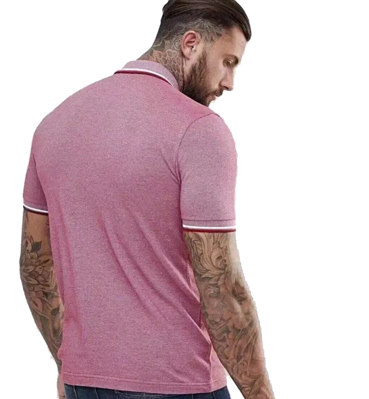 Fred Perry Red White Collar Pink Polo Shirt
