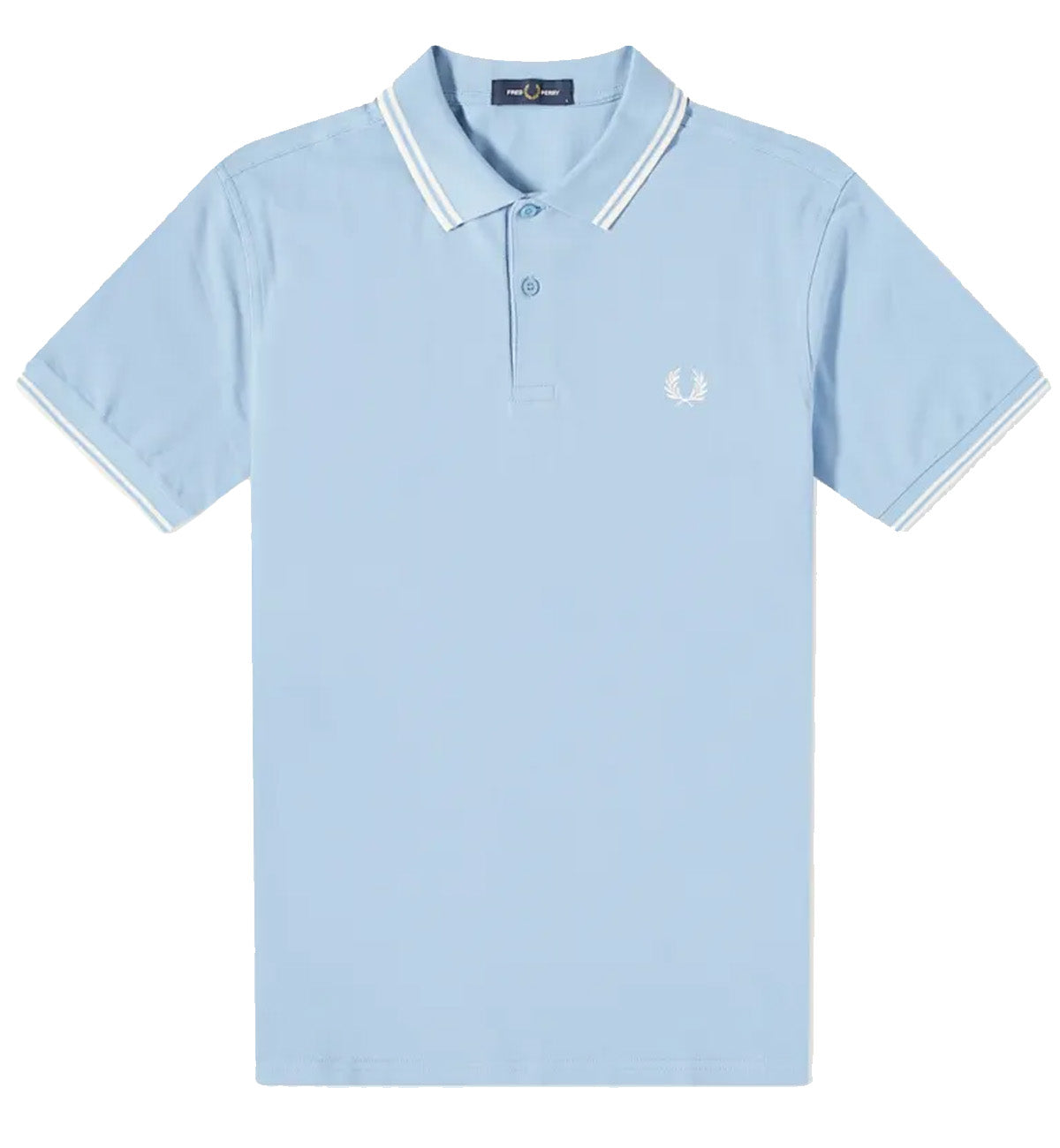 Fred Perry White Double Stripe Sky Blue Polo Shirt
