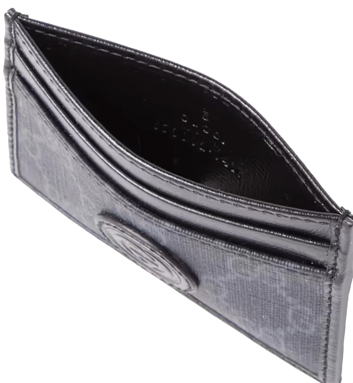 Gucci Monogrammed Leather-Trimmed Canvas Cardholder (Black)