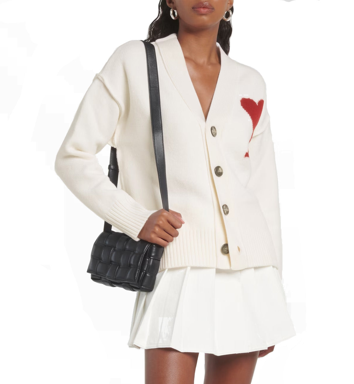 Ami Paris Cardigan Button Jacket (White)