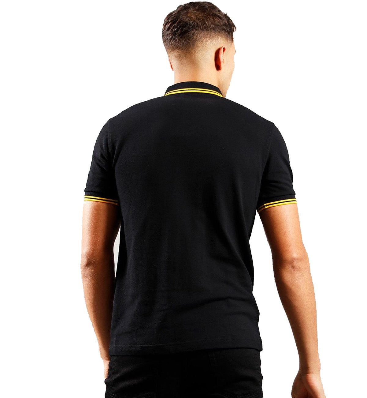 Fred Perry Yellow Double Stripe Black Polo Shirt