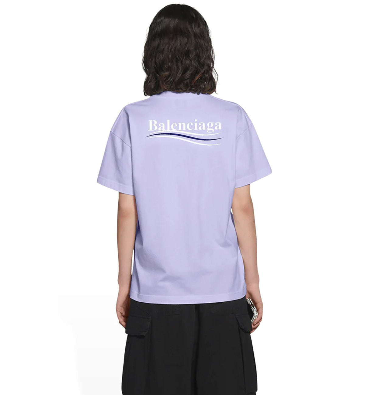 Balenciaga Political Campaign Embroidered Logo T-shirt (Light Purple)