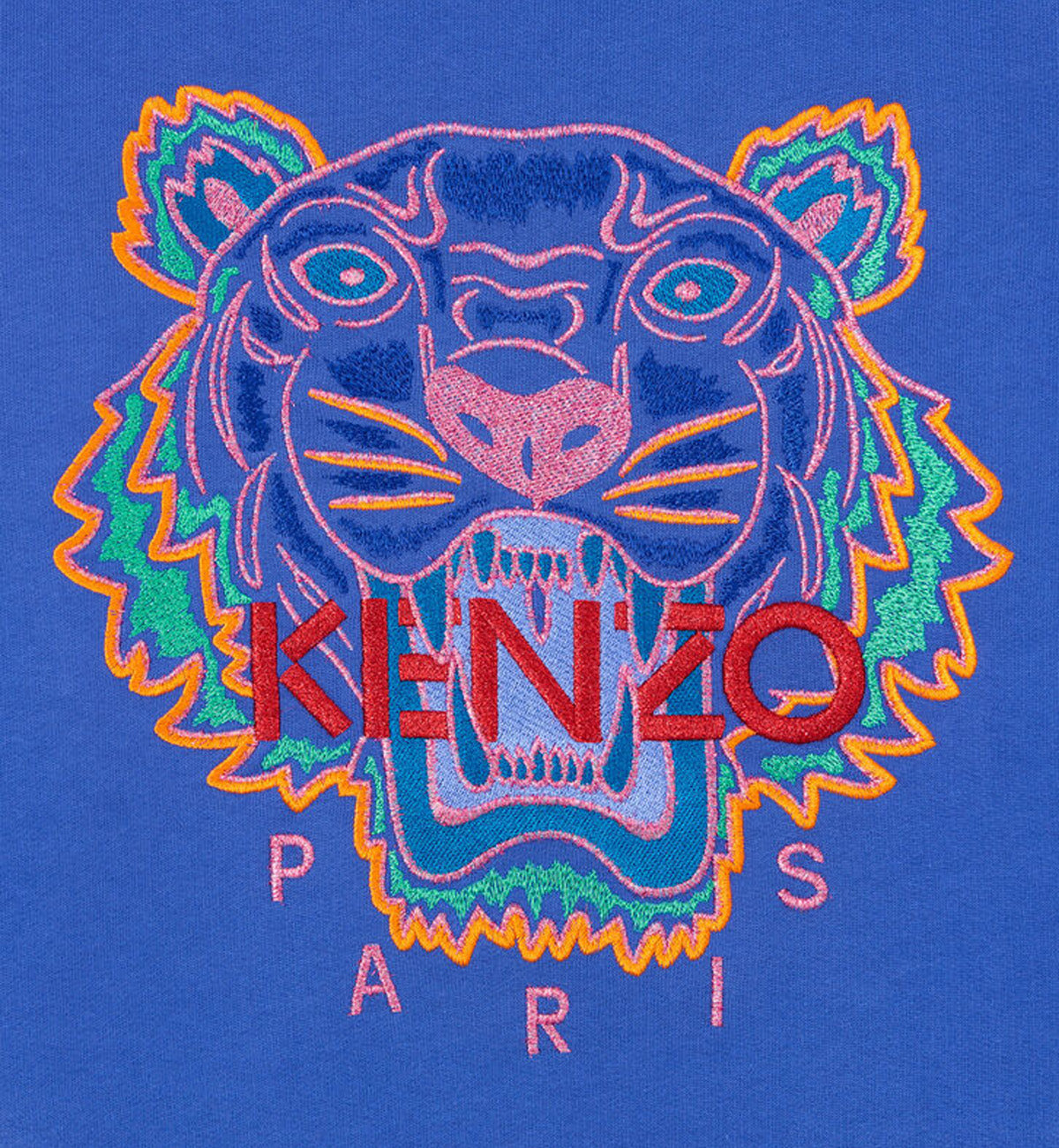 Kenzo Orange Green Embroidered Tiger Logo Blue Sweatshirt
