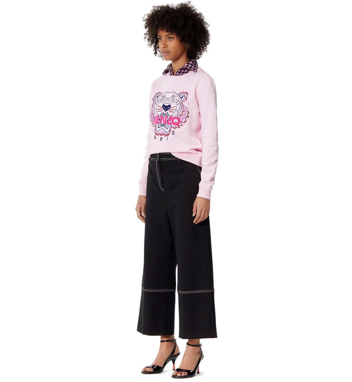 Kenzo Red White Embroidered Tiger Logo Pink Sweatshirt