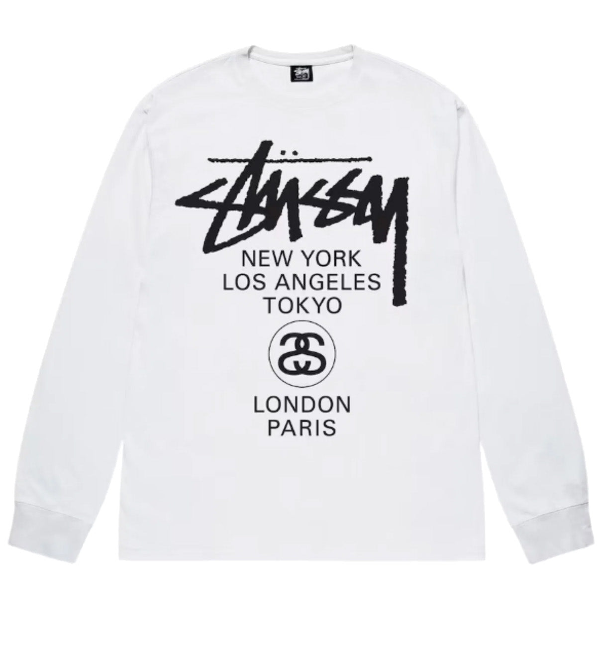 Stussy World Tour Crewneck Sweatshirt (White)
