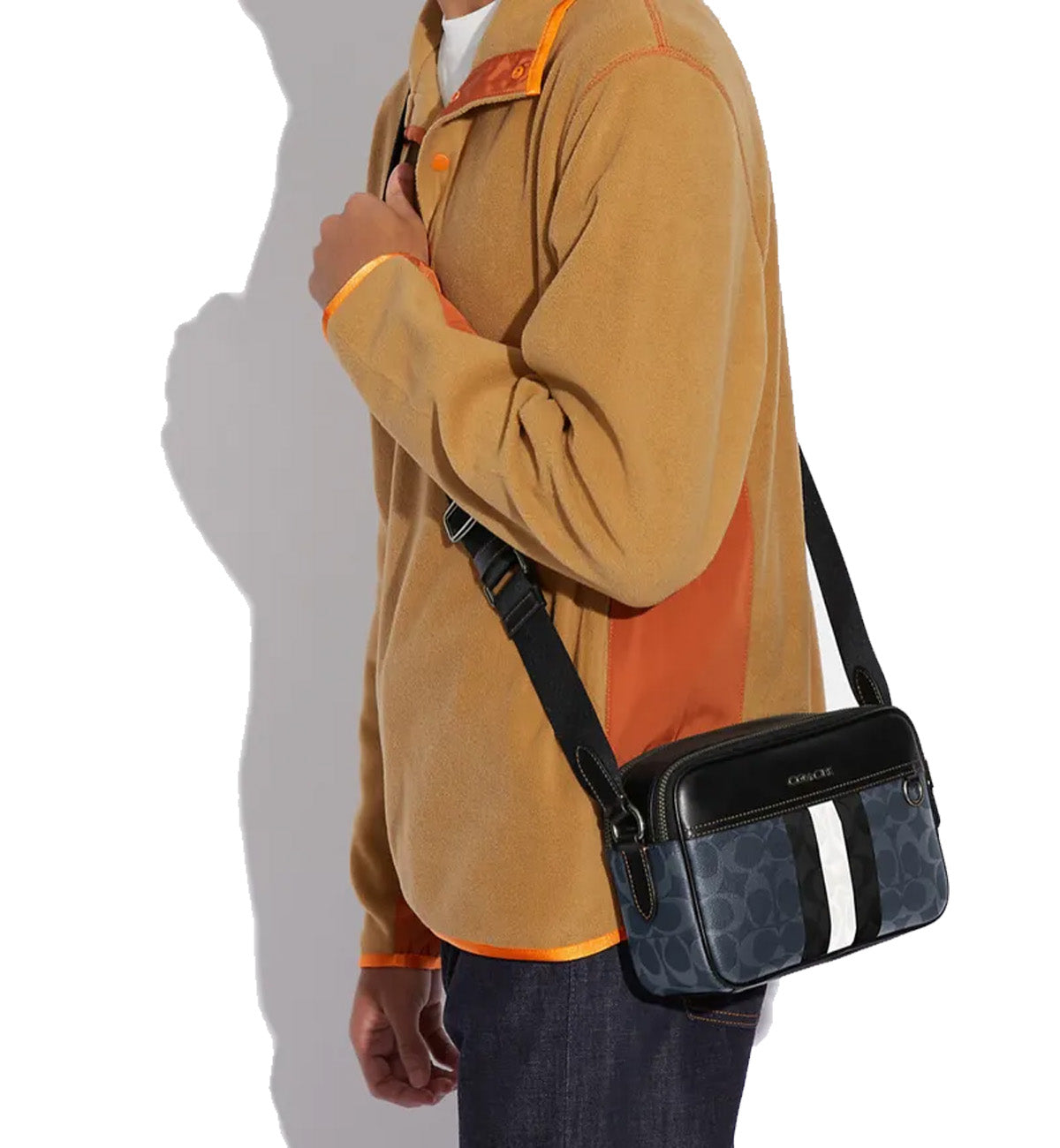 Coach Graham Crossbody Stripe Blue Signature Canvas