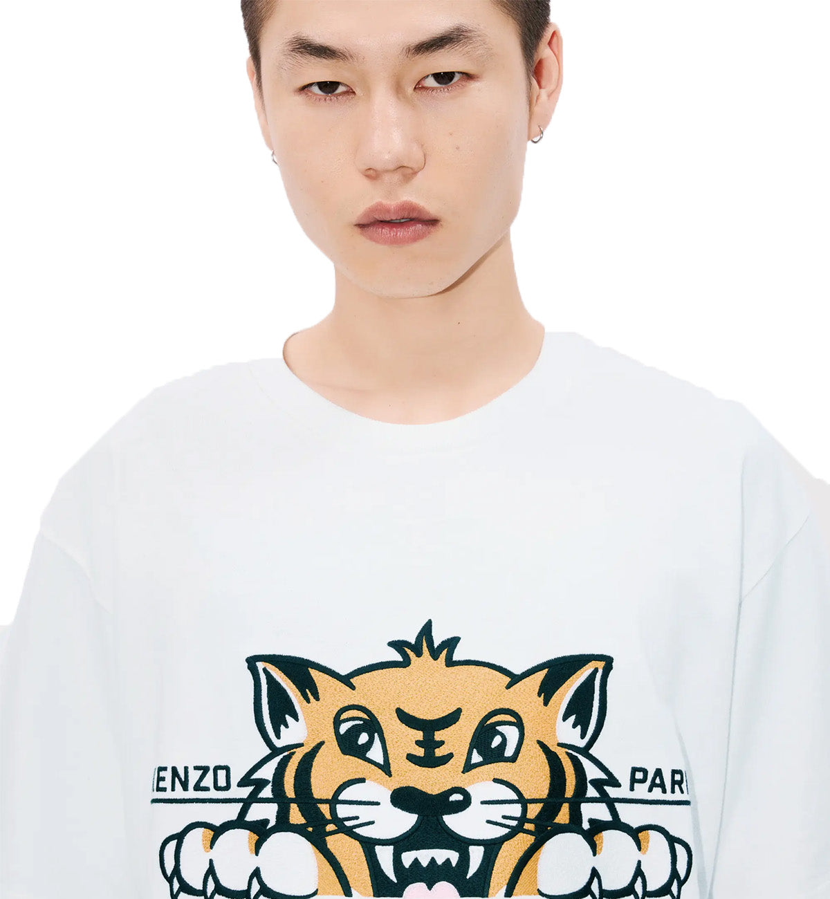 Kenzo Embroidered Happy Tiger T-Shirt (White)