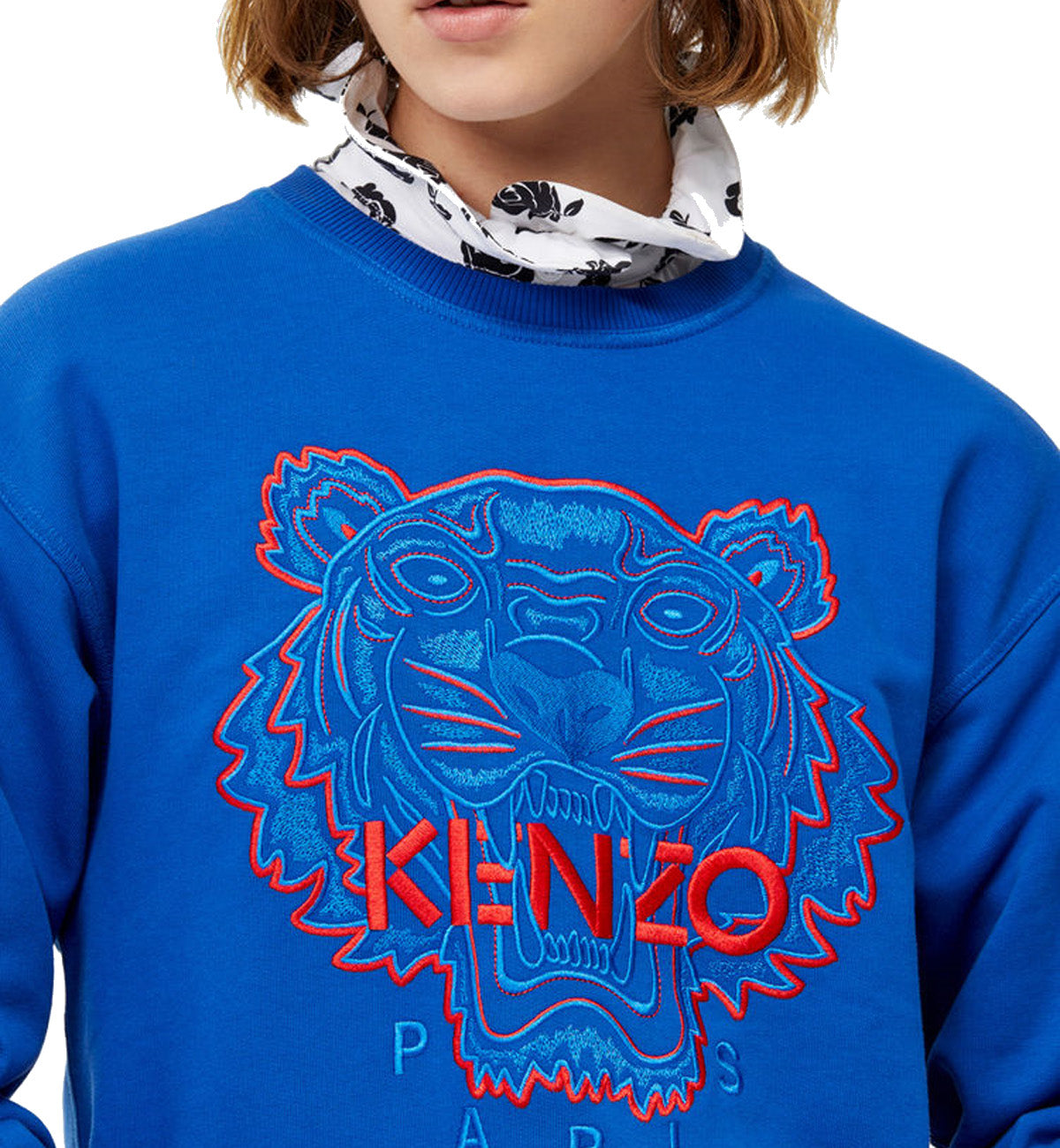 Kenzo Red Line Embroidered Tiger Logo Blue Sweatshirt