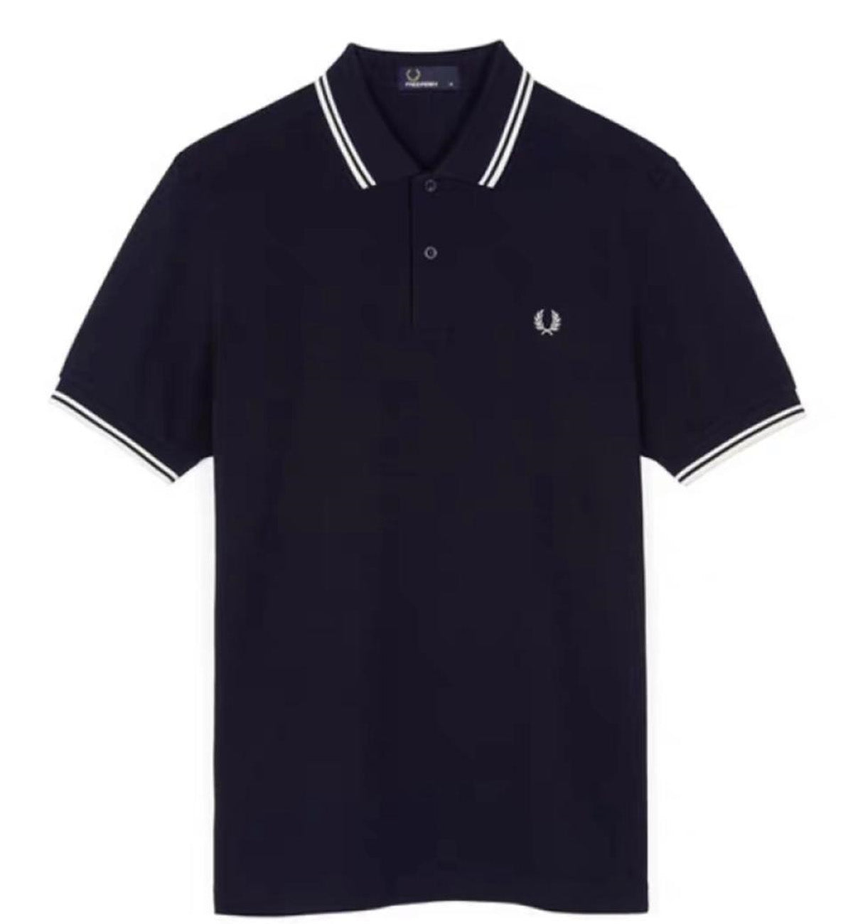 Fred Perry White Double Stripe Black Polo Shirt