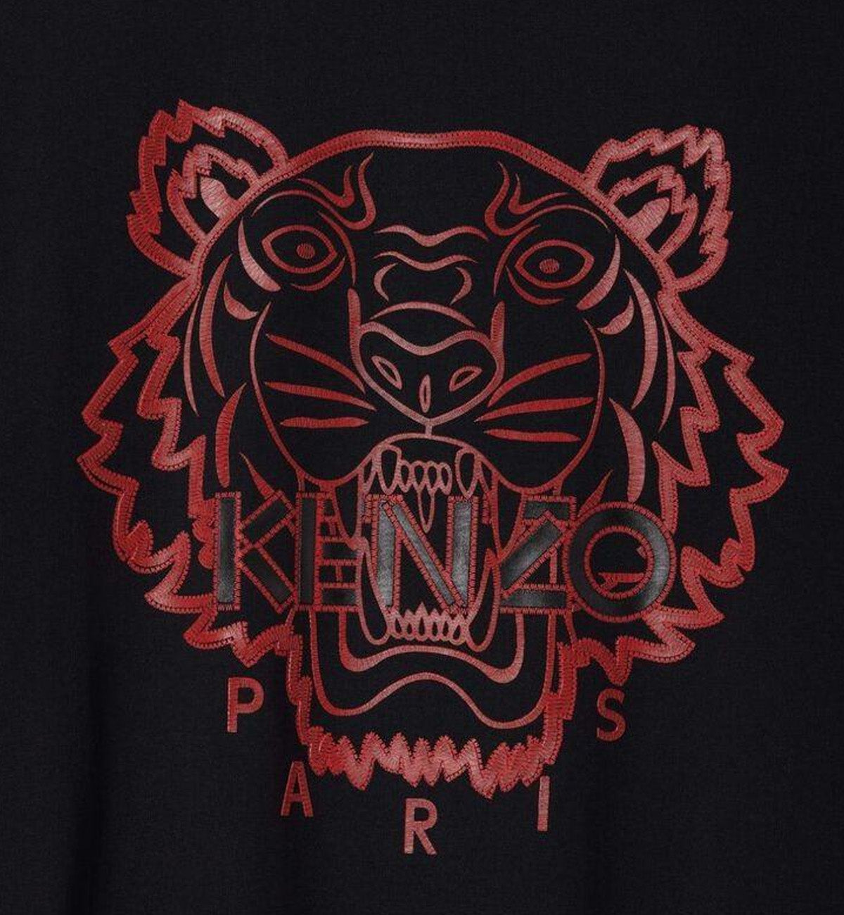 Kenzo Dark Red Tiger Printed T-Shirt (Black)