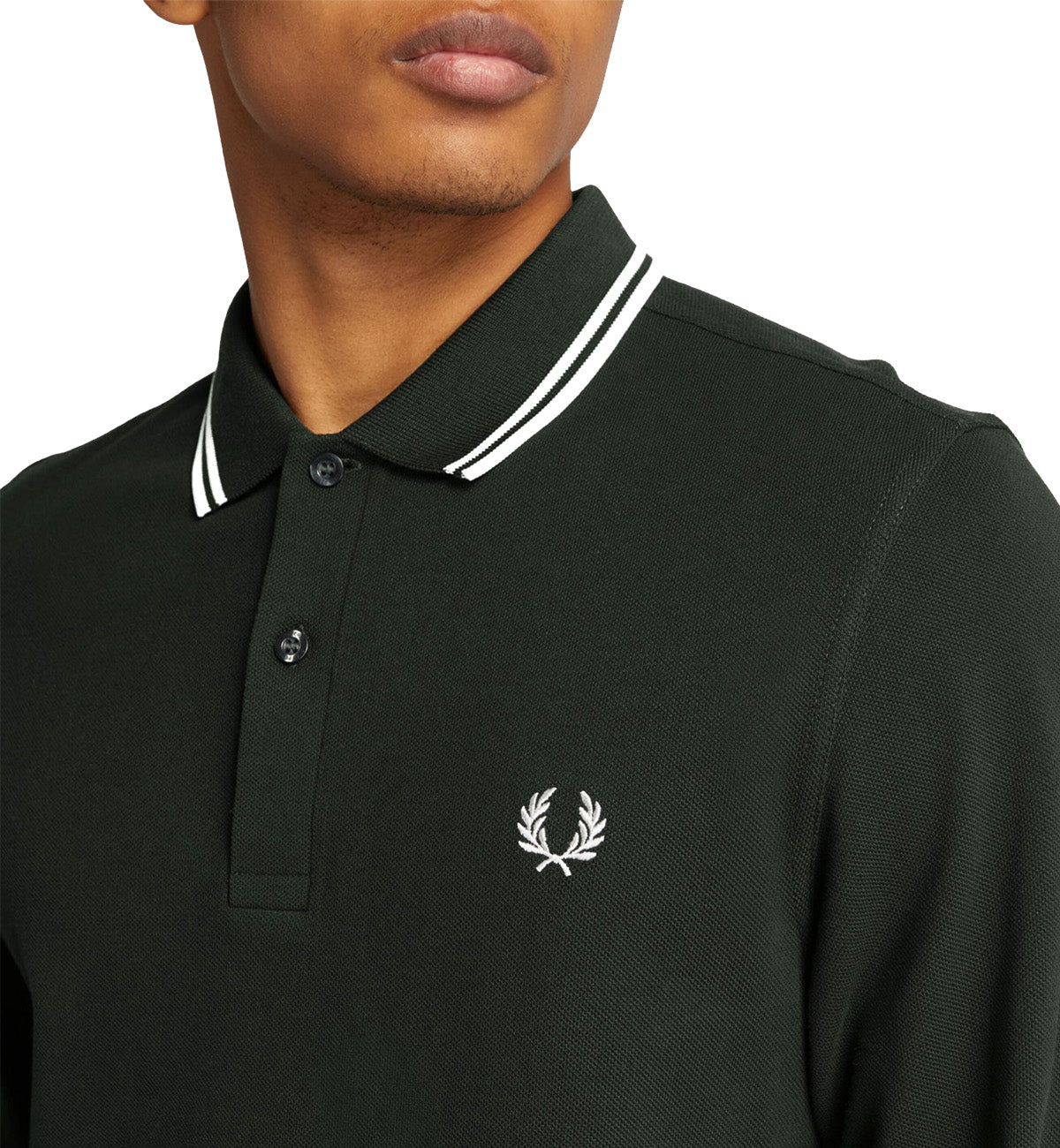 Fred Perry White Twin Tipped Polo Sweatshirt (Green)