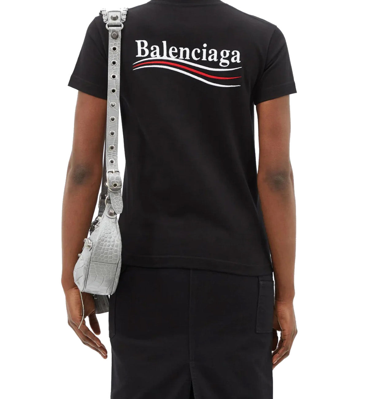 Balenciaga Political Campaign Embroidered Logo T-shirt (Black)