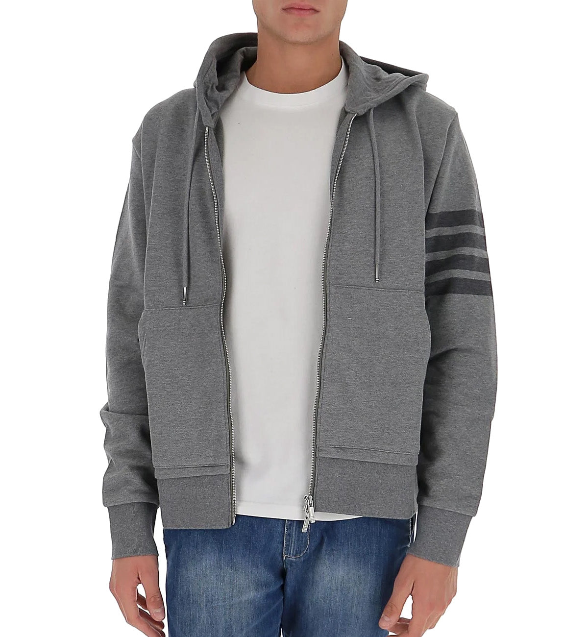 Thom Browne 4 Bar Raglan Crew Zip Hoodie (Grey)