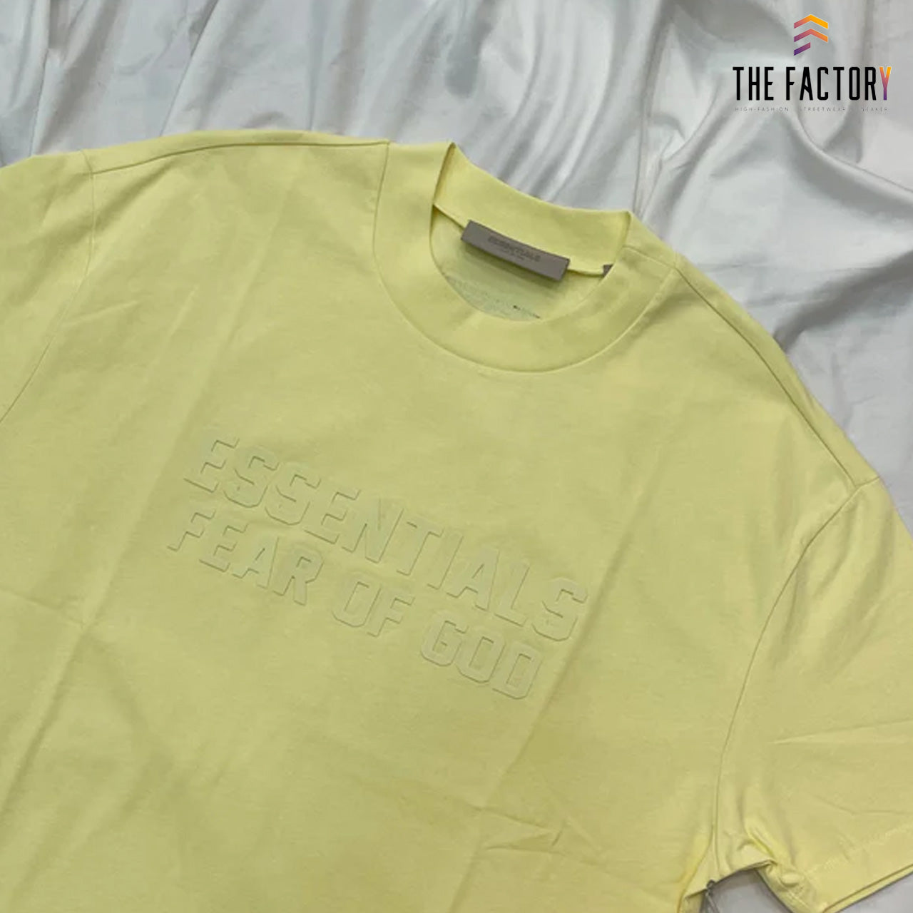 Fear of God Essentials Tee Big Flocked Logo 2022 (Canary)