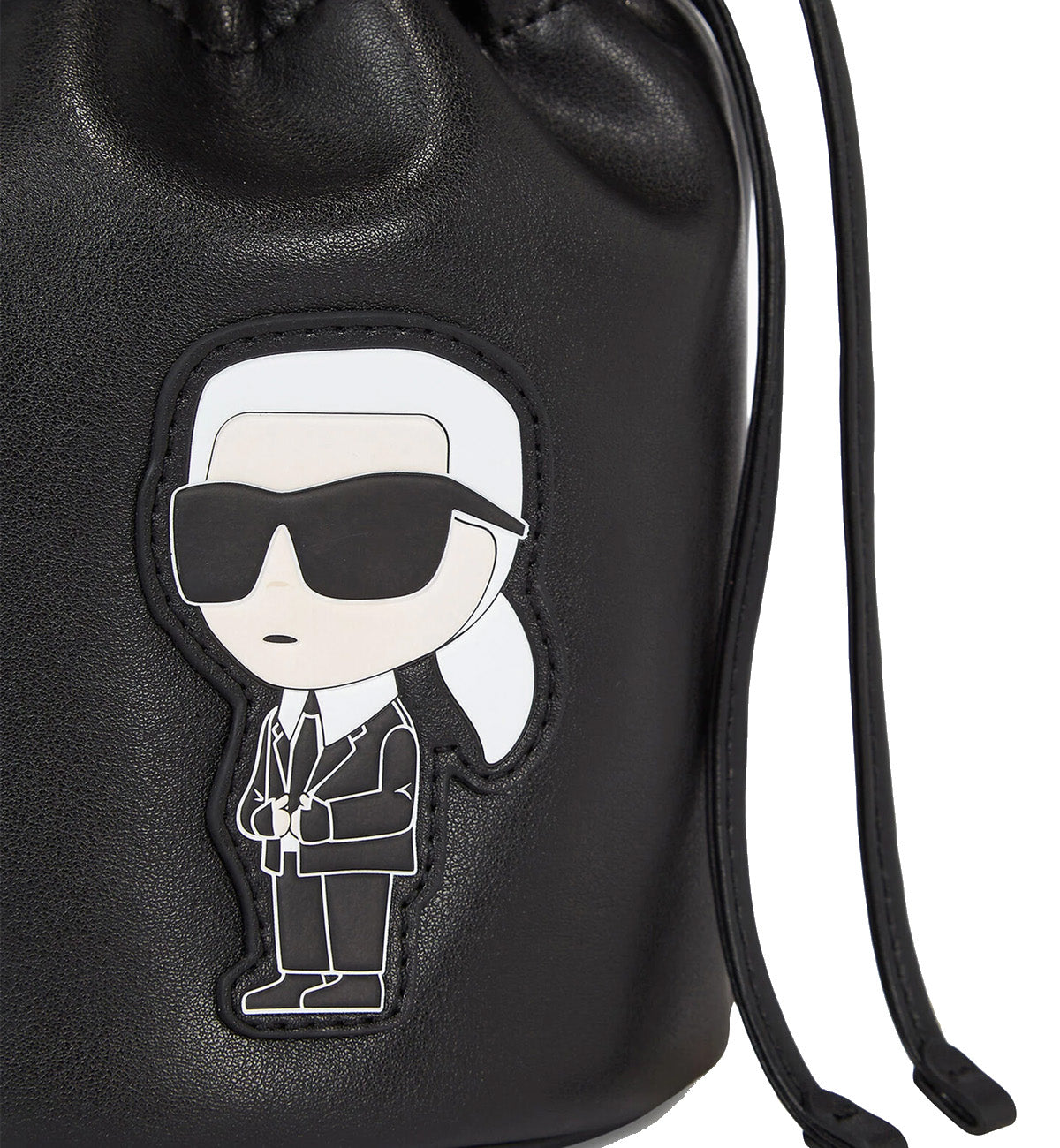 Karl Lagerfeld Black Bucket Bag in Leather
