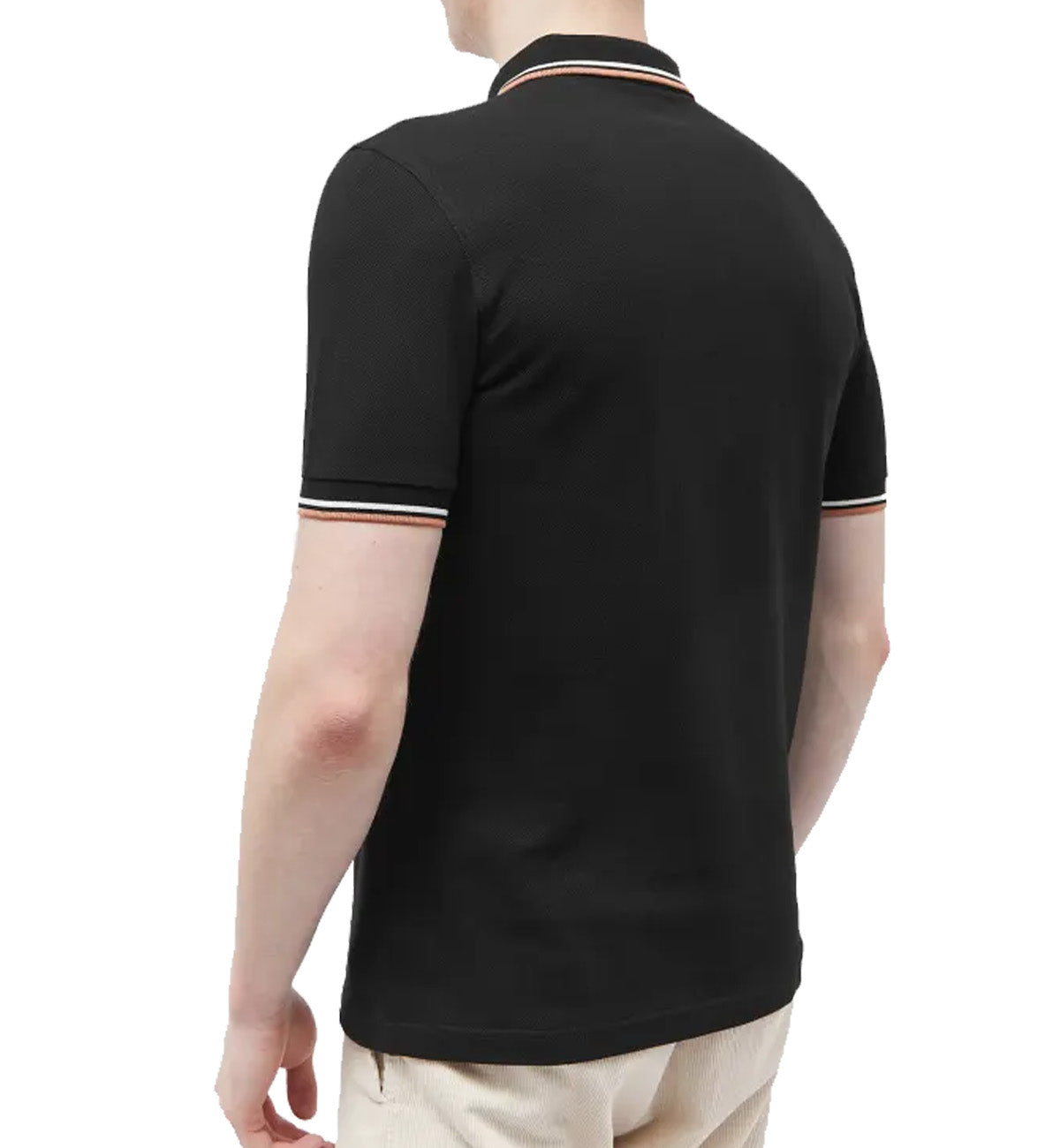 Fred Perry Dark Caramel White Stripe Black Polo Shirt