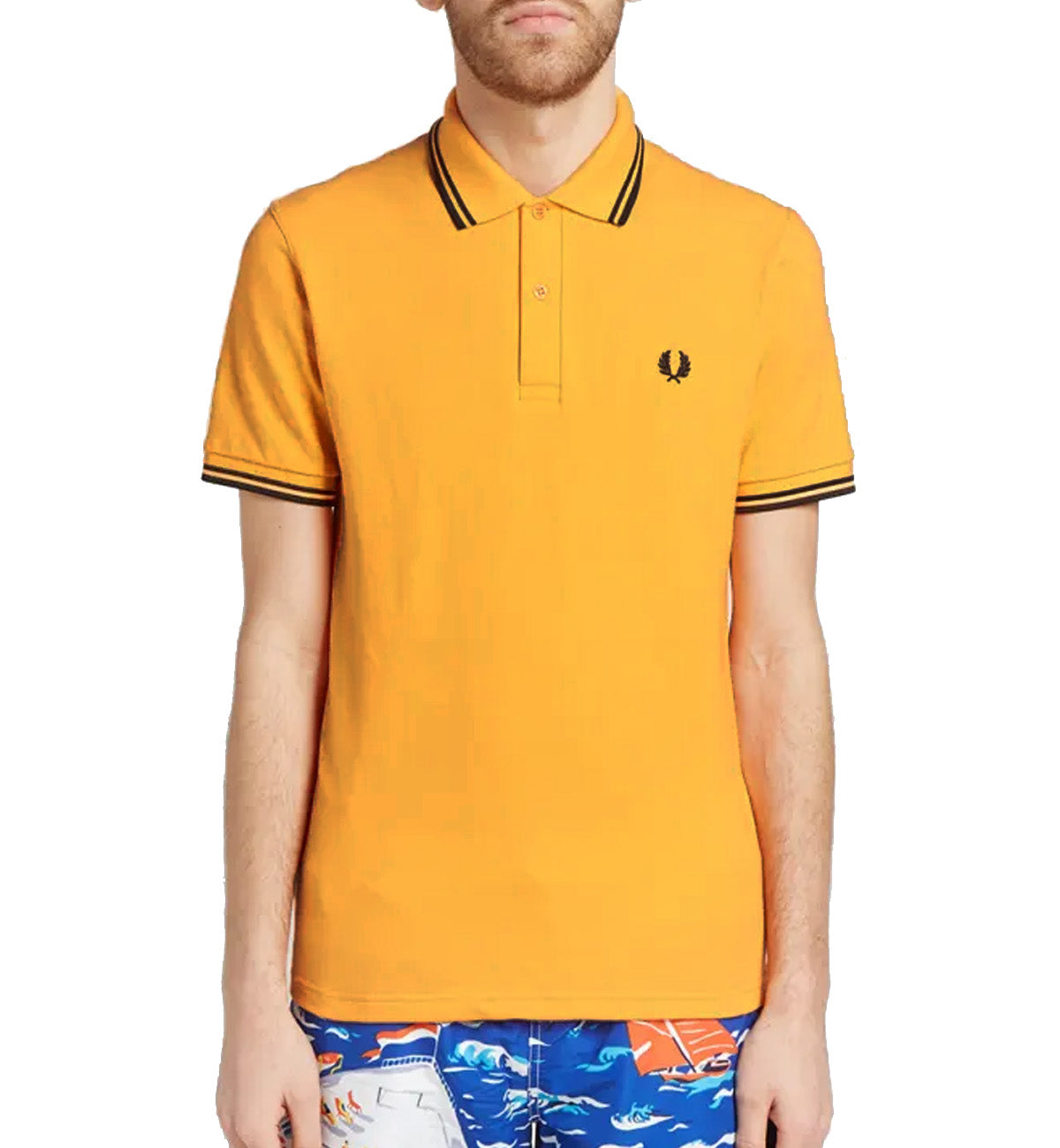 Fred Perry Black Double Stripe Polo Gold Shirt