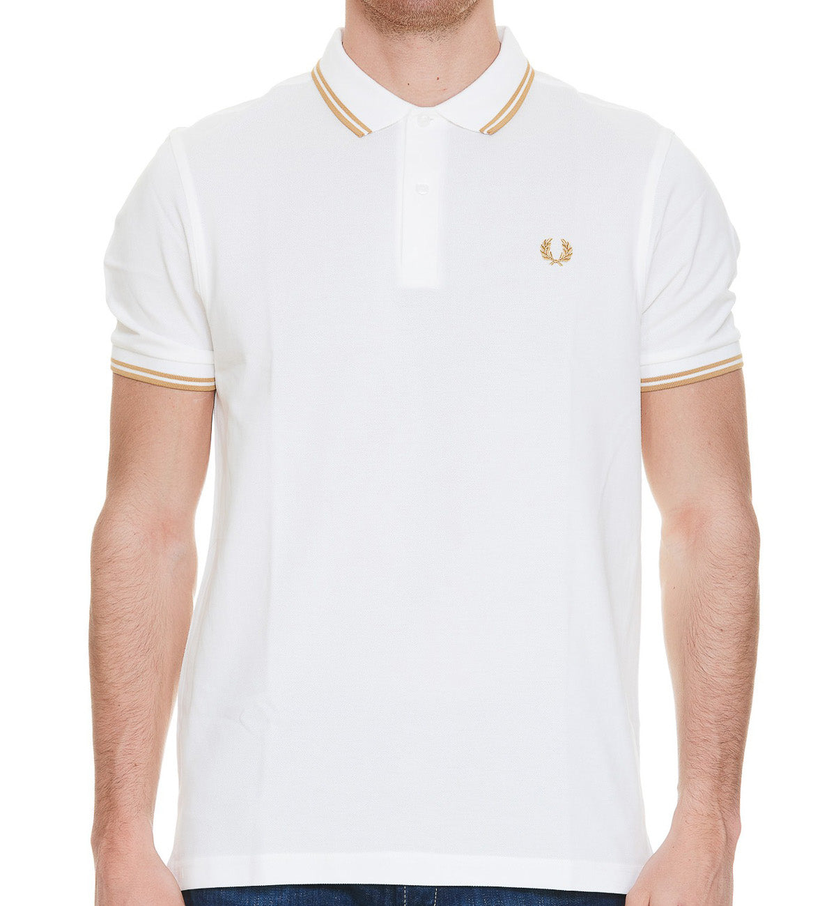 Fred Perry Desert Double Stripe Polo White Shirt