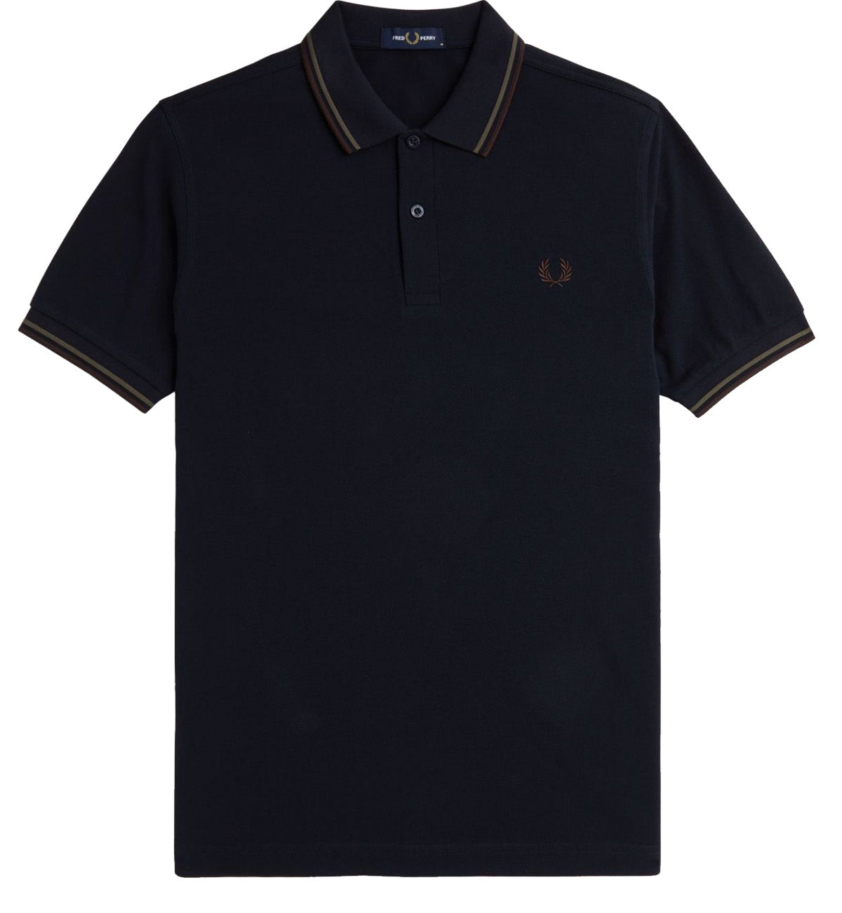 Fred Perry Wreath Green Stripe Polo Navy Shirt