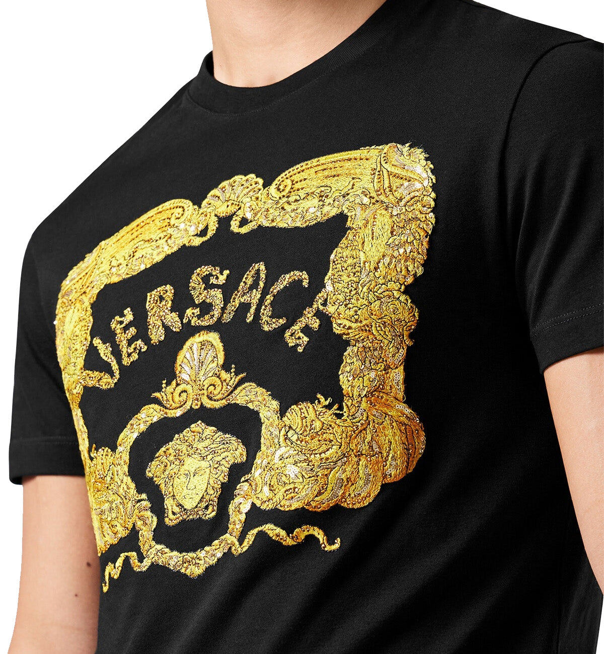 Versace Embroidered Seashell Baroque T-Shirt (Black)