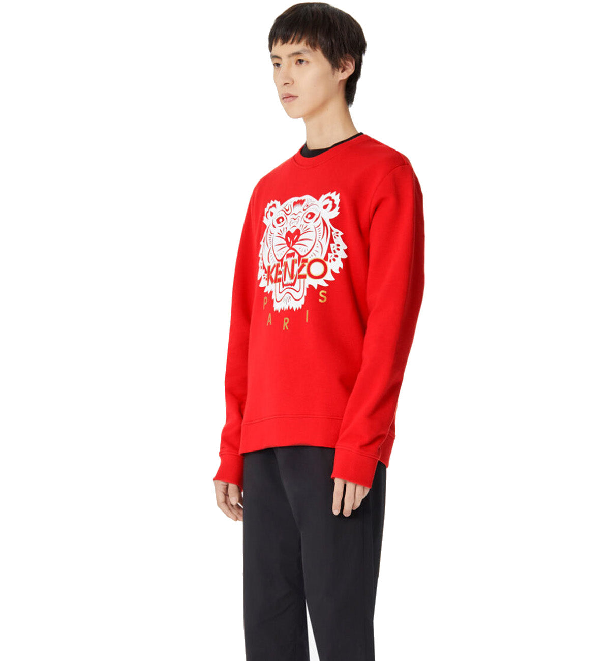 Kenzo White Gold Embroidered Tiger Logo Red Sweatshirt