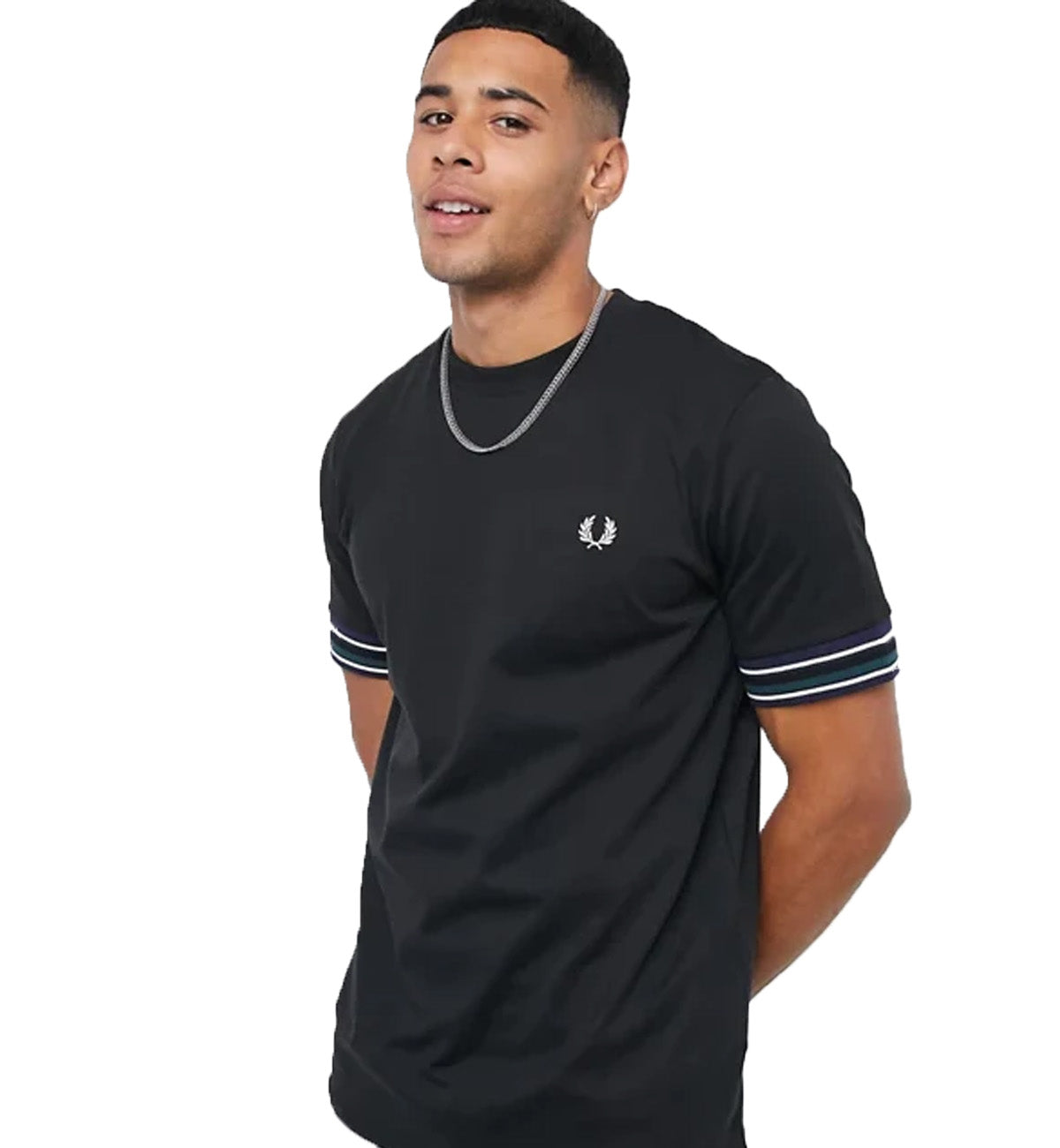 Fred Perry Striped Cuff Black T-Shirt