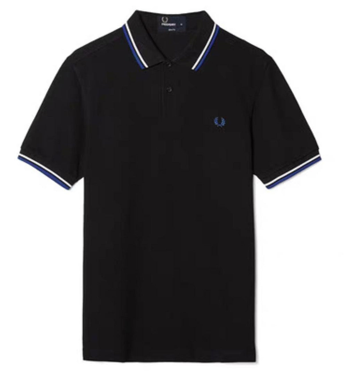 Fred Perry White Blue Stripe Black Polo Shirt