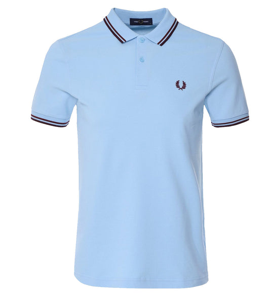 Fred Perry Black Maroon Stripe Sky Blue Polo Shirt