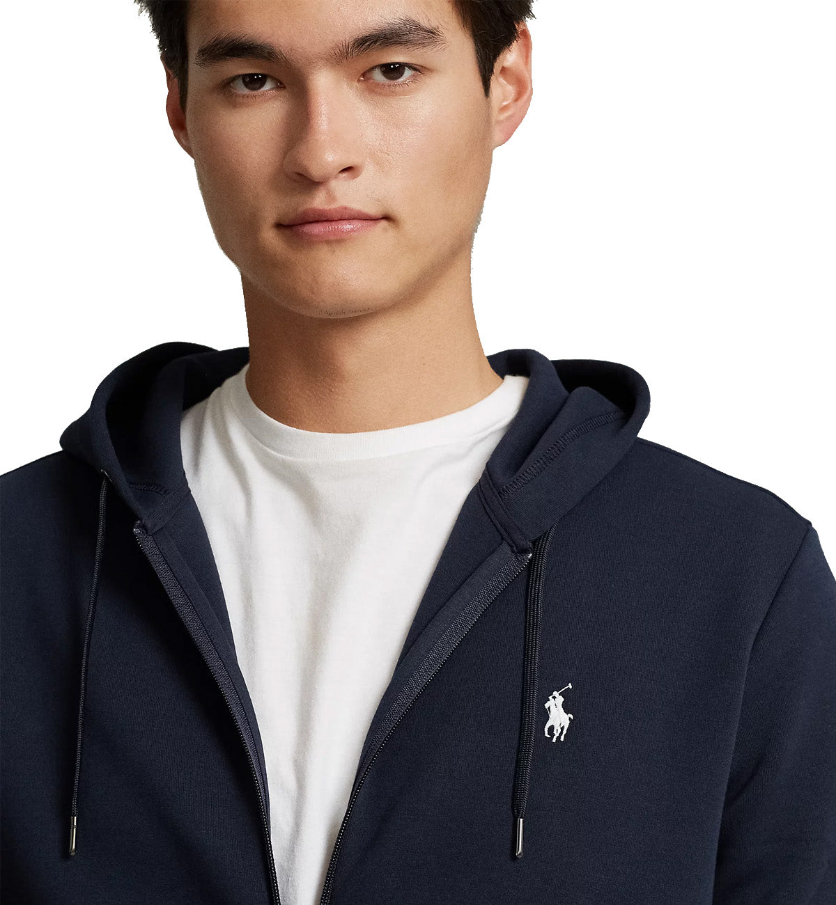 Ralph Lauren Double-Knit Full-Zip Polo Hoodie (Navy)