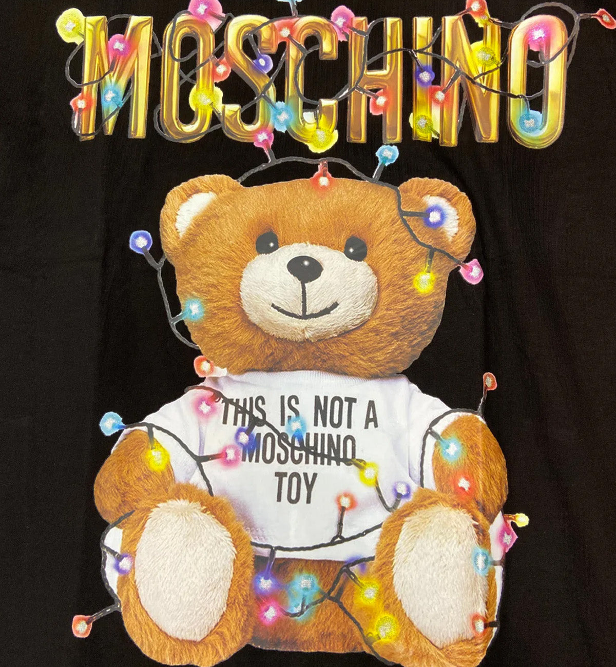 Moschino Christmas Teddy Printed T-Shirt (Black)