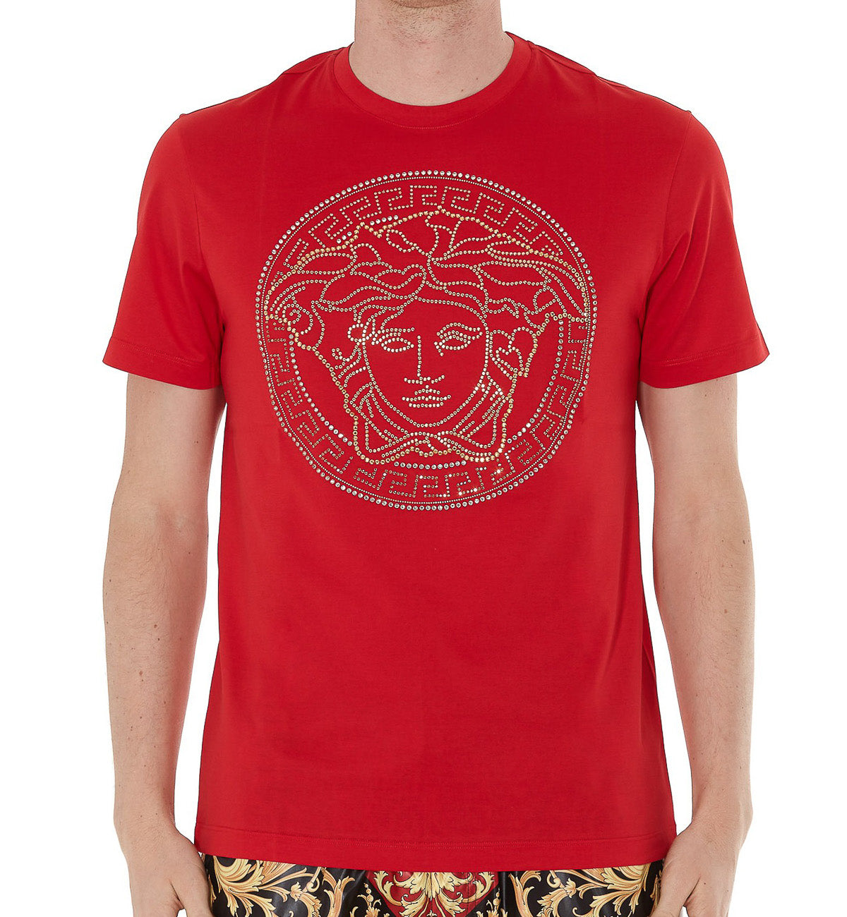 Versace Gold-tone Medusa Head Tee (Red)