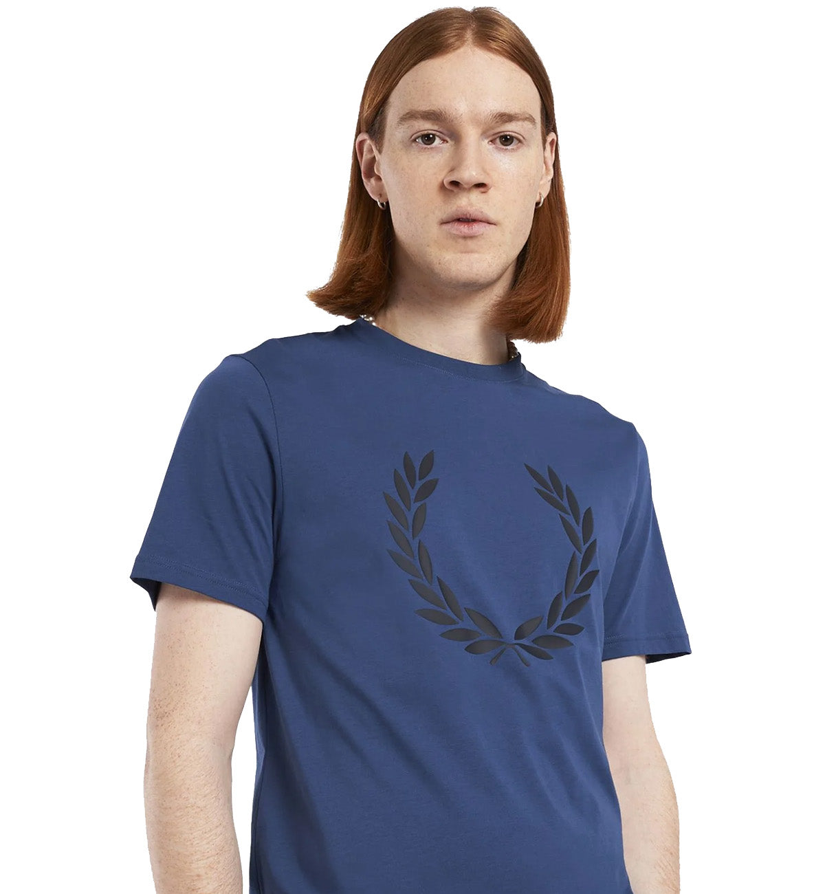 Fred Perry Dark Laurel Wreath Print T-Shirt (Blue)