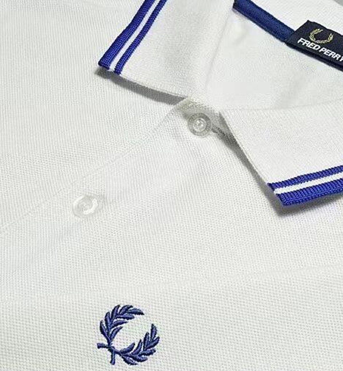 Fred Perry Blue Stripe with Plaid White Polo Shirt