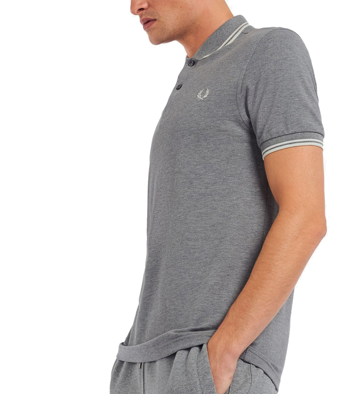 Fred Perry White Double Stripe Grey Polo Shirt