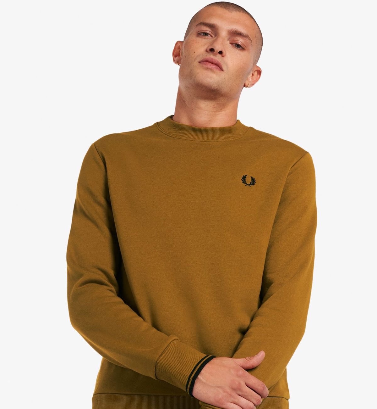 Fred Perry Crew Neck Sweatshirt (Dark Caramel)