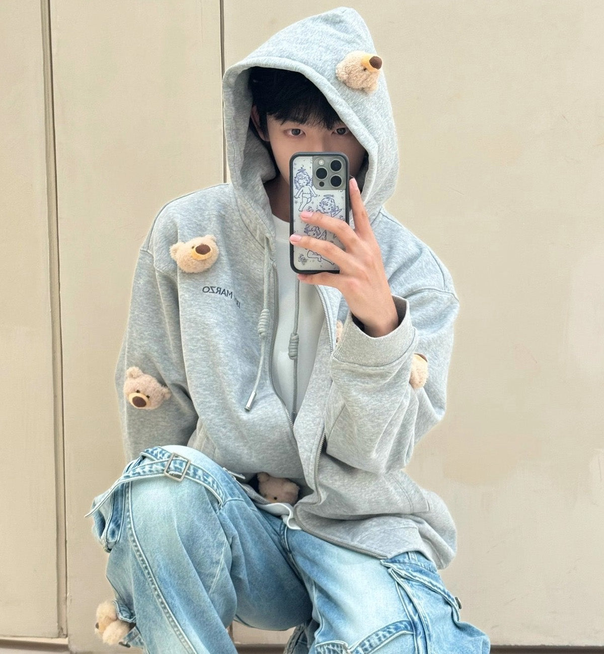 13DE MARZO Doozoo Full Zipper Hoodie (Grey)