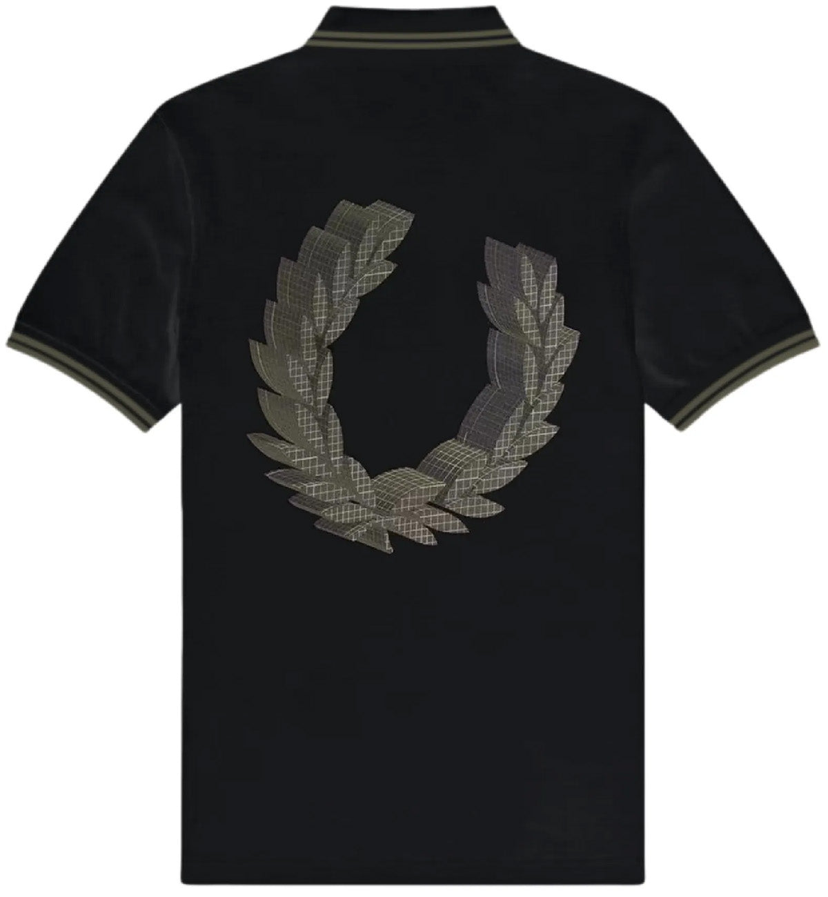 Fred Perry Olive Double Stripe Polo Black Shirt