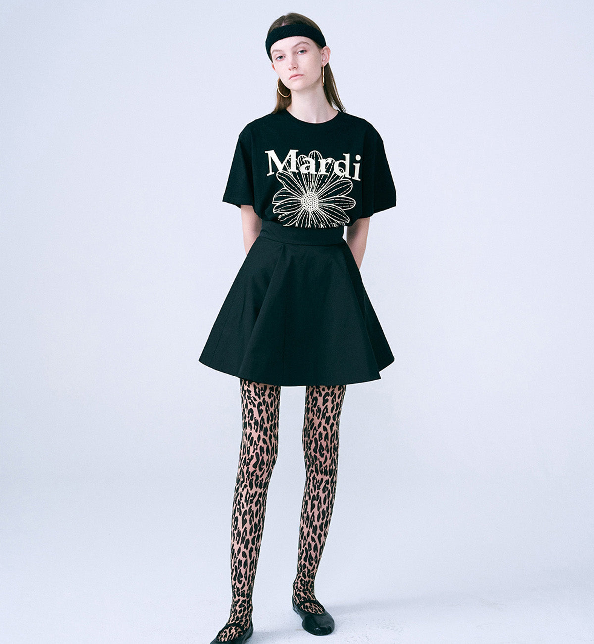 Mardi Mercredi Flower Mardi T-Shirt (Black Cream)