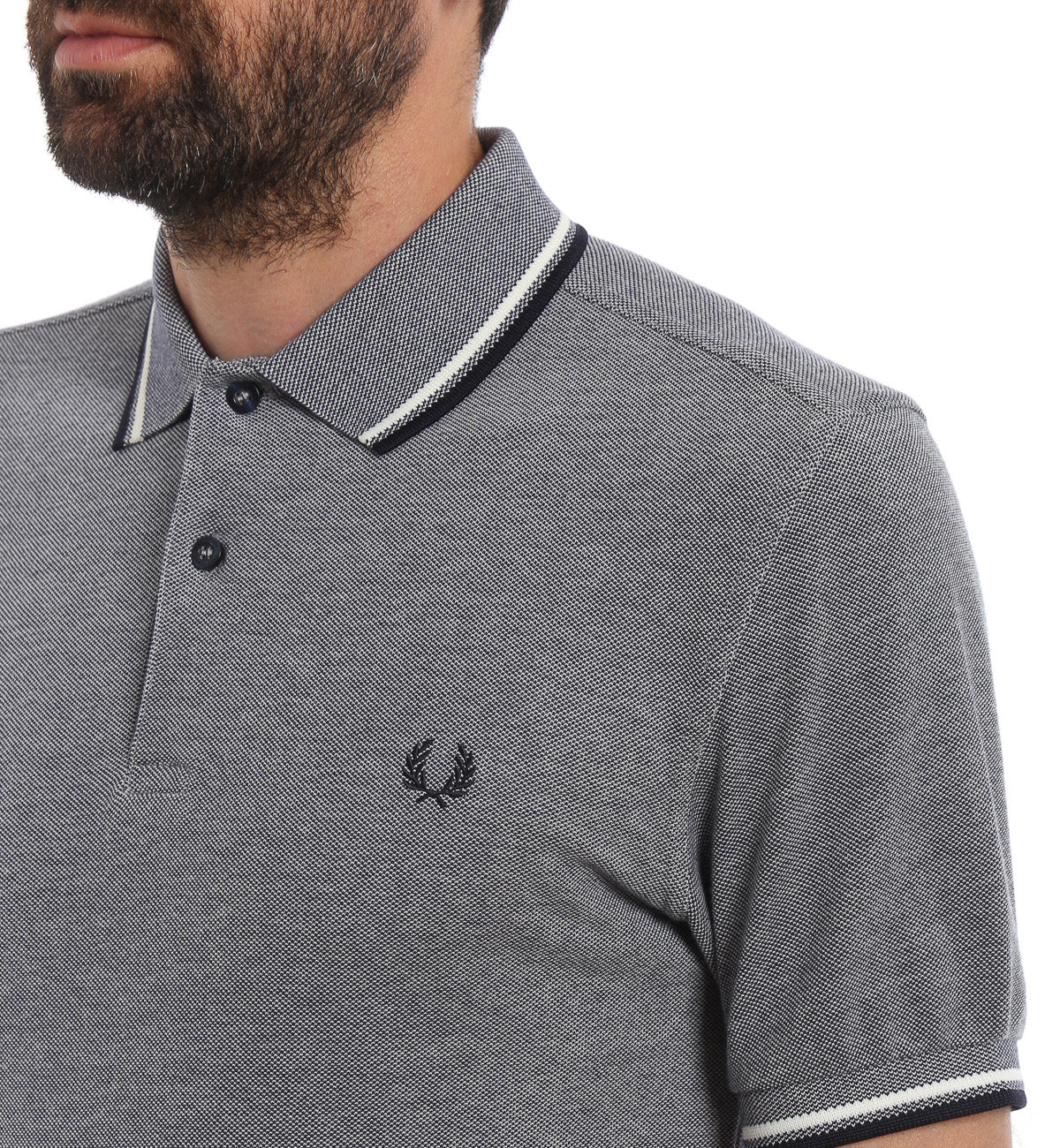 Fred Perry Black White Stripe Grey Polo Shirt