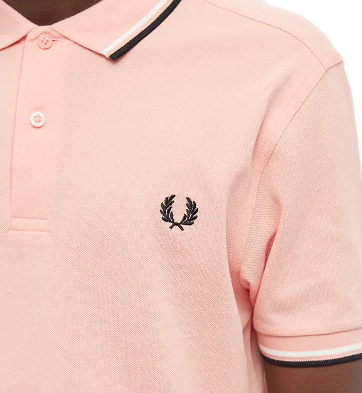 Fred Perry Black White Stripe Pink Polo Shirt
