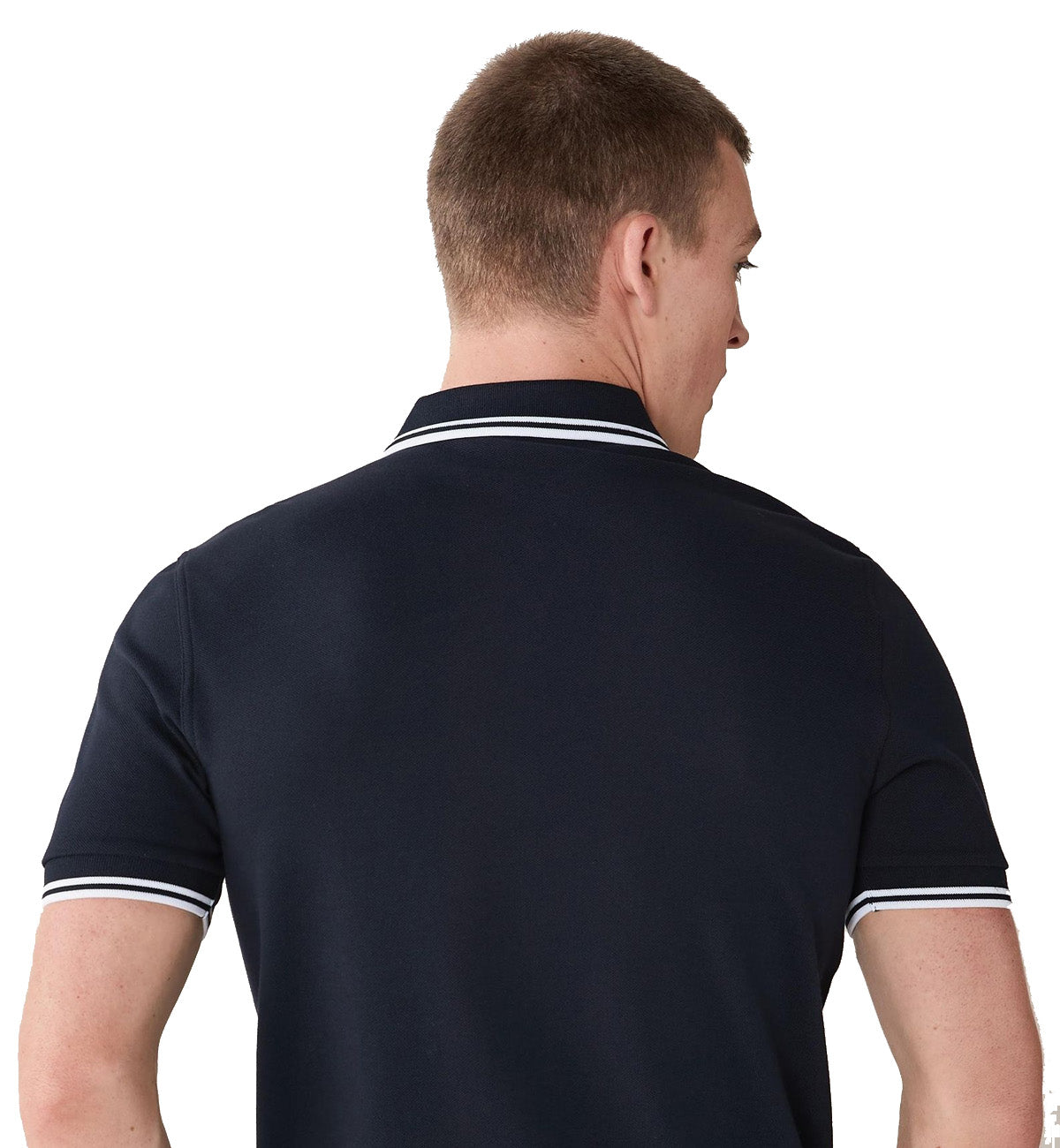Fred Perry White Double Stripe Navy Polo Shirt