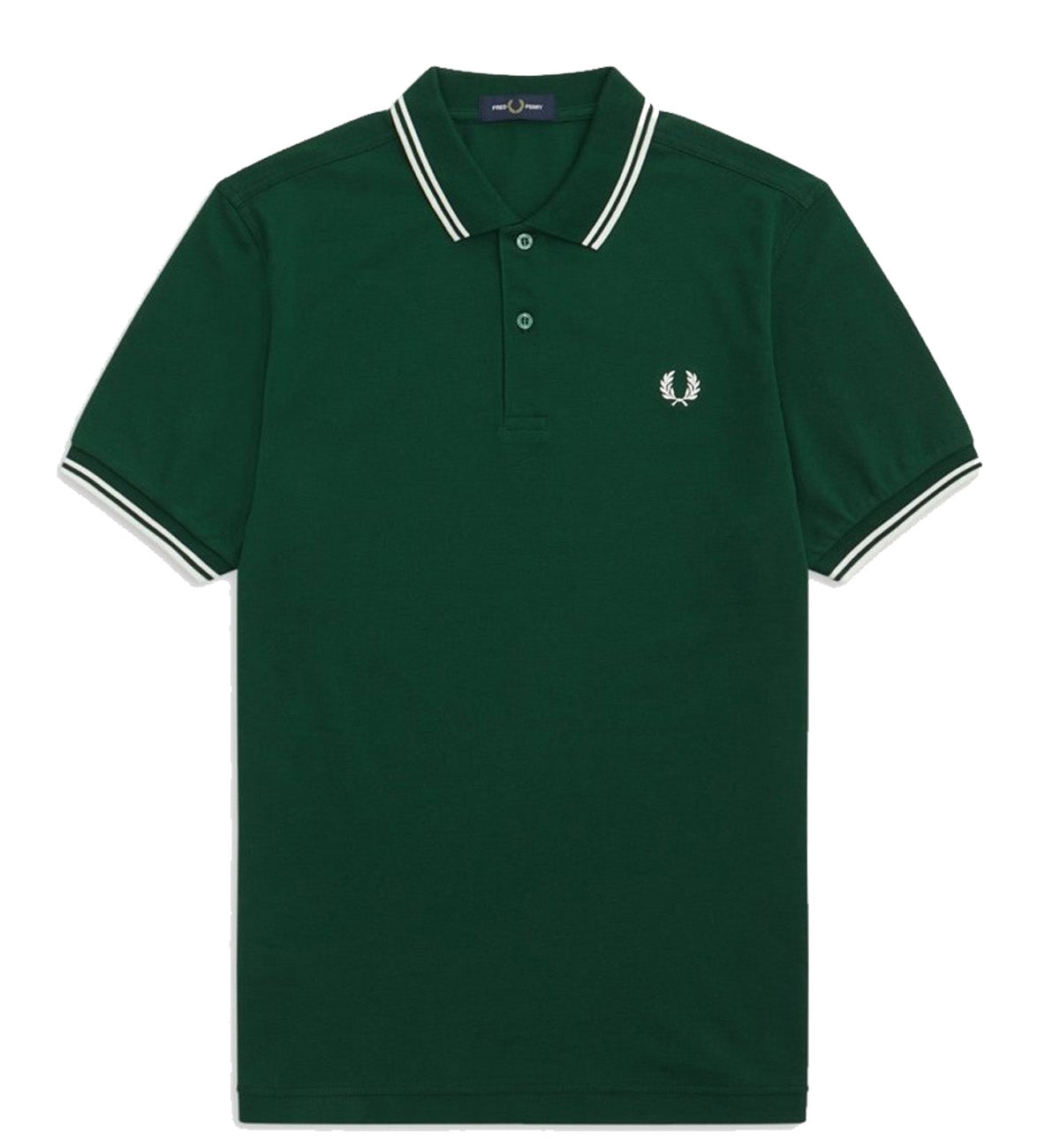 Fred Perry White Double Stripe Green Polo Shirt
