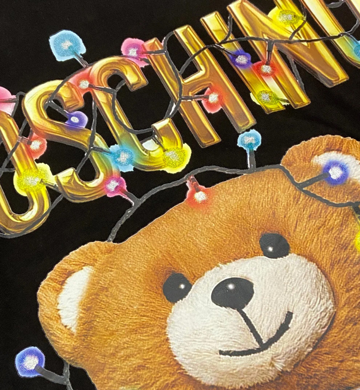 Moschino Christmas Teddy Printed T-Shirt (Black)