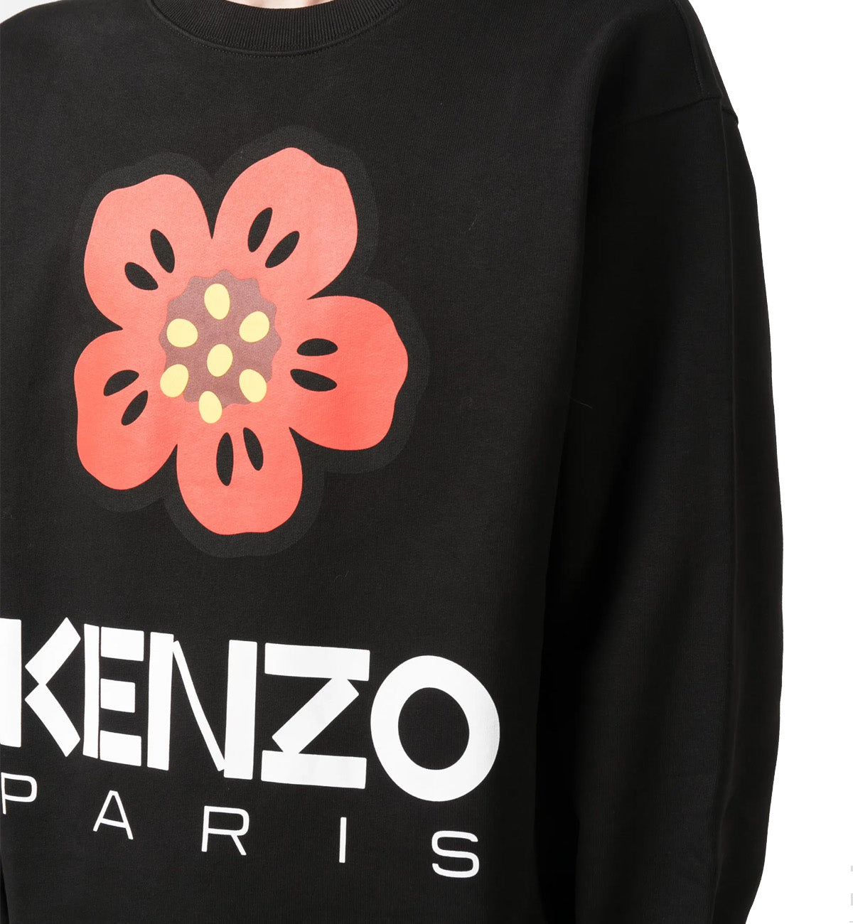 Kenzo Poppy Cotton Sweatshirt (Black)