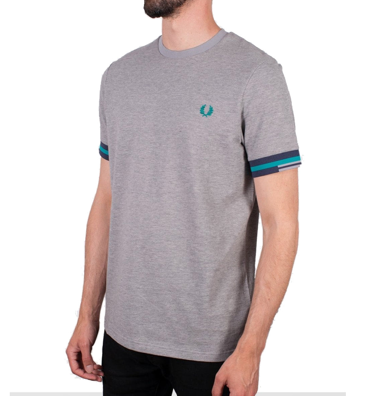 Fred Perry Abstract Cuff Tee (Steel Marl Grey)
