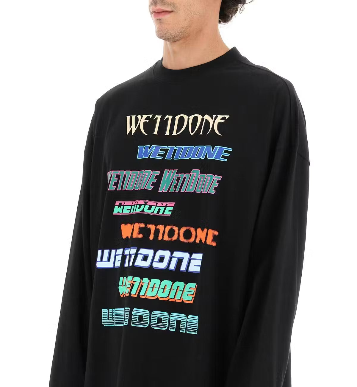 WE11DONE Multi Logo Long Sleeve T-shirt (Black)