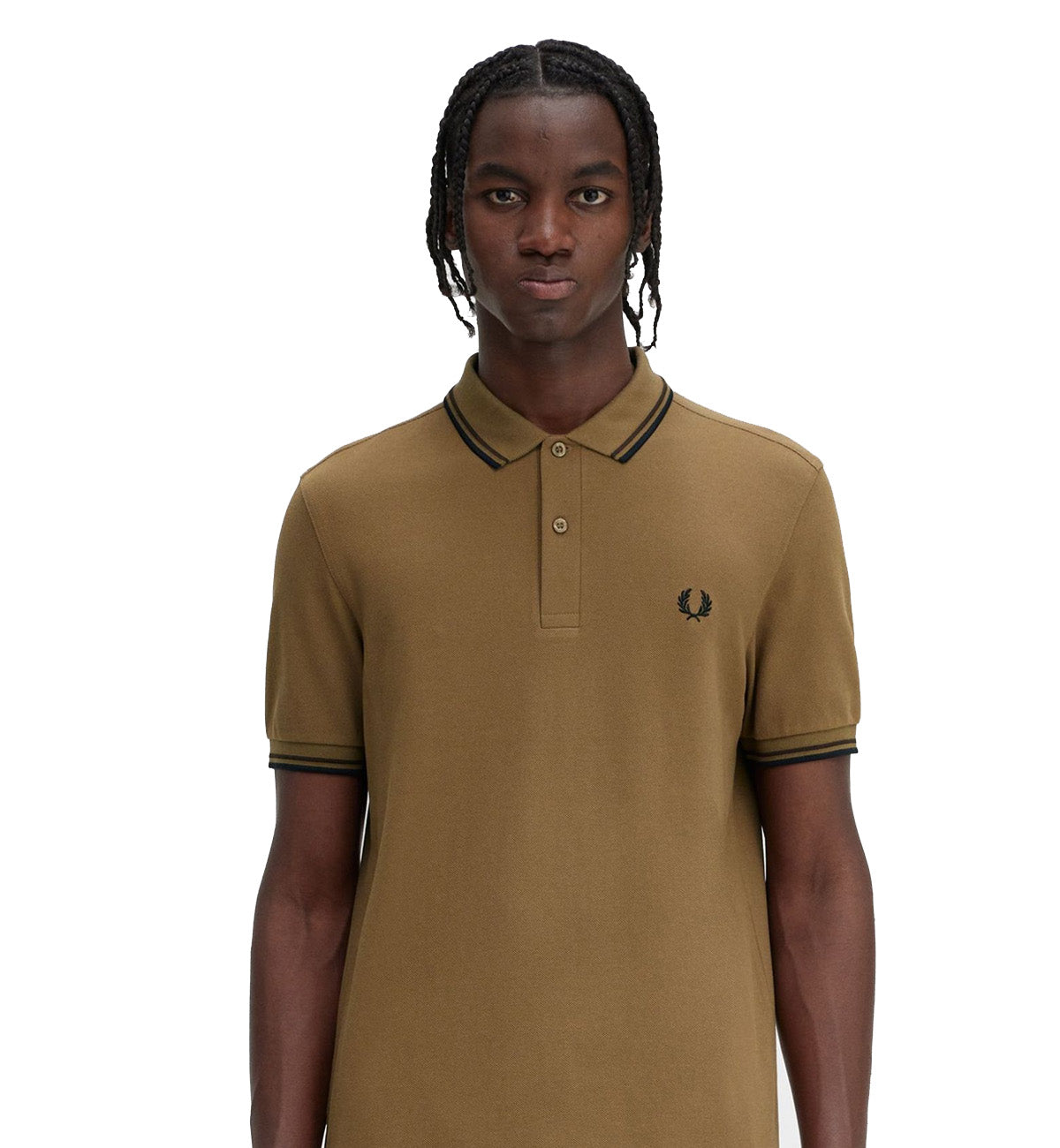 Fred Perry Black Twin Tipped Khaki Polo Shirt