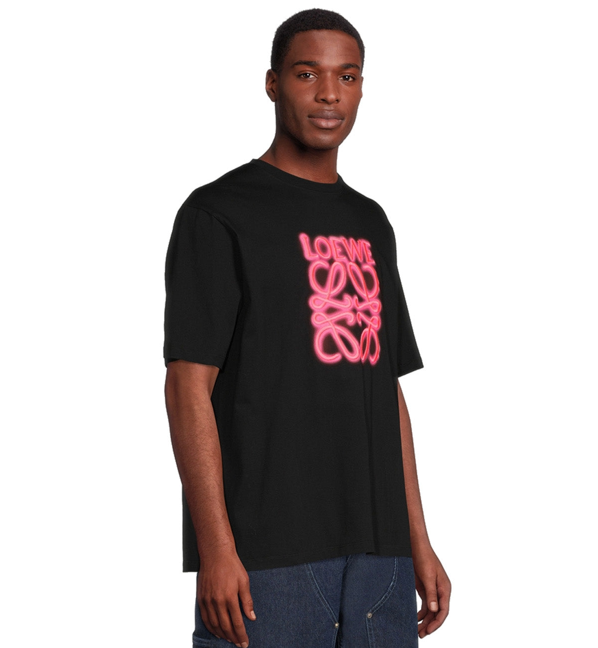 Loewe Cotton T-Shirt With Neon Logo (Black)
