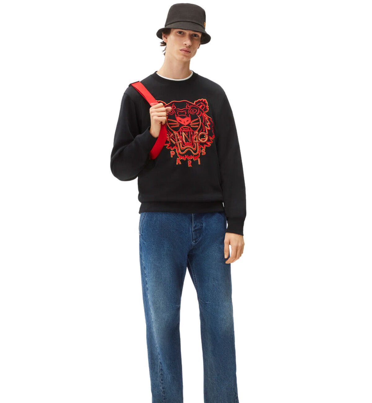Kenzo Red Gold Embroidered Tiger Logo Sweatshirt