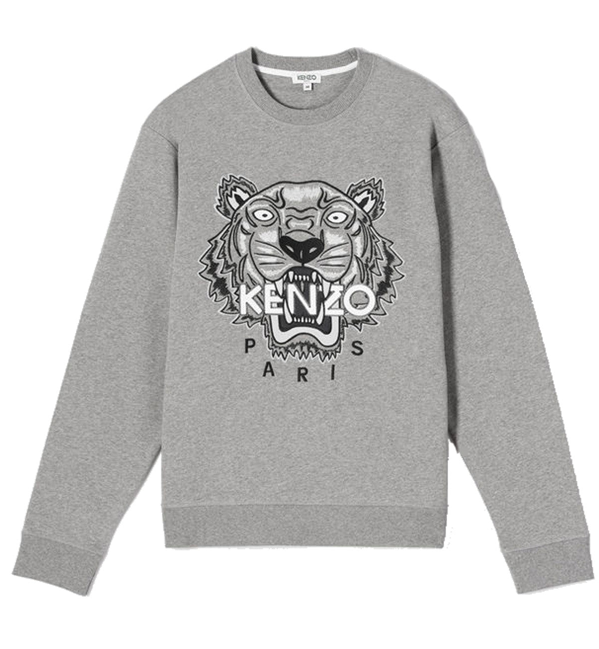 Kenzo Black White Embroidered Tiger Logo Grey Sweatshirt